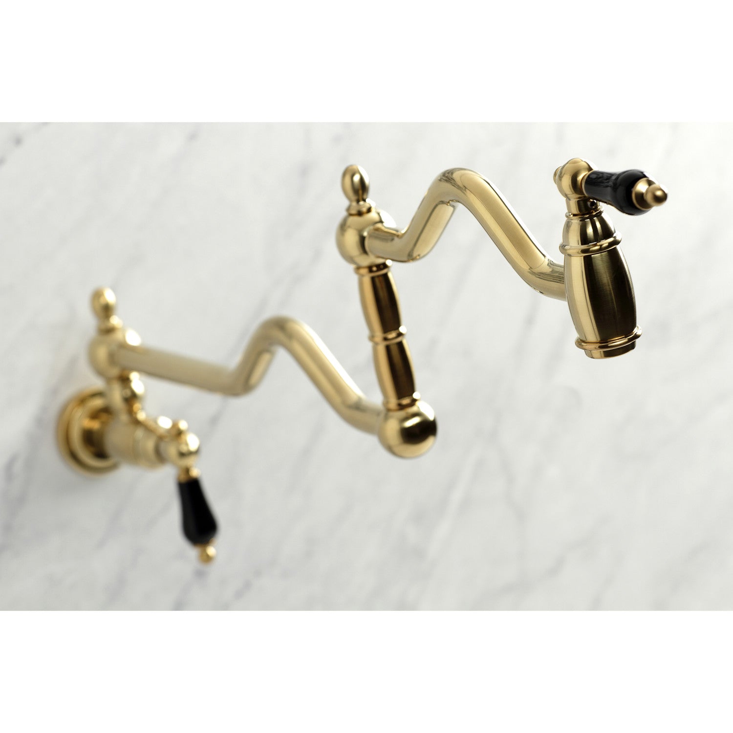 Kingston Heirloom KS2107PKL - Duchess Two-Handle 1-Hole Wall Mount Pot Filler Faucet, Brushed Brass — thumbnail 2